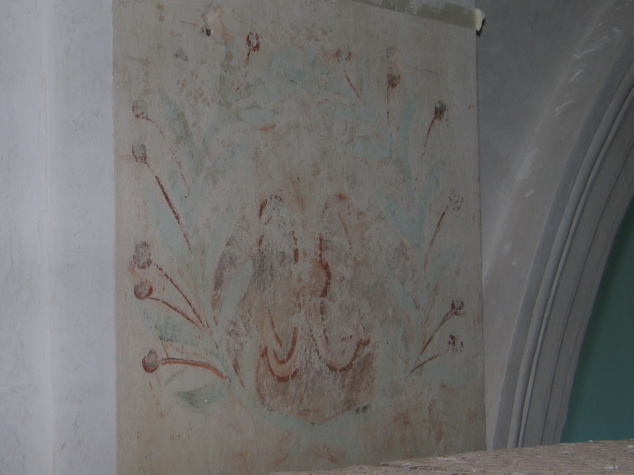 Выява герба Корсак на сцяне кармеліцкага храма (сучасная праваслаўная царква) у Глыбокім